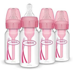Dr. Brown's Pink Natural Flow Anti-Colic Options+ Narrow 4 oz  Baby Bottles  NEW